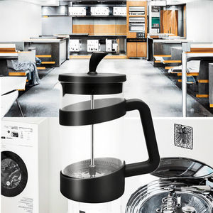 Filtros triples <span class=keywords><strong>Prensa</strong></span> <span class=keywords><strong>francesa</strong></span> de plástico y vidrio Cafetera y té con tapa <span class=keywords><strong>Prensa</strong></span> <span class=keywords><strong>francesa</strong></span> negra para <span class=keywords><strong>leche</strong></span> y té espumados - Product Image 3