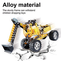 Kit de construction de bâtiments métalliques, jouets de construction STEM, 256 pièces, ensemble de blocs de véhicules d'ingénierie en métal pour enfants et adultes
