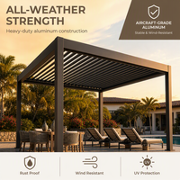 Pergola motorisée en aluminium à toit à persiennes imperméable pour hôtel, bord de piscine, jardin, terrasse, espace de loisirs extérieur