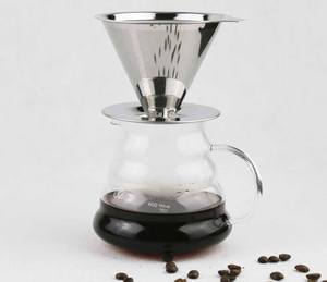 빠른 배달 도매 Cntinuous 사용 드립 무료 Paperdouble 벽 스테인레스 스틸 콘 커피 필터 - Product Image 3