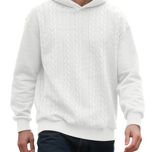 Sweat-shirt à capuche jacquard épais pour homme, manches longues, décontracté, automne-hiver, grande taille, style européen et américain, non doublé - Product Image 5