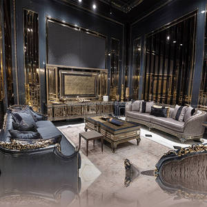 Divano in Tessuto Stile Neoclassico Europeo in Legno Massello Intagliato Arredamento di Lusso per Villa e Hotel - Product Image 2