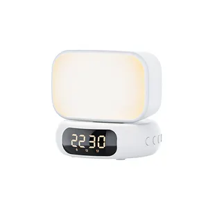 Jam Alarm anak-anak dengan Speaker gigi biru untuk kamar tidur lampu malam LED jam Digital dengan Alarm ganda pengatur waktu Snooze tunda