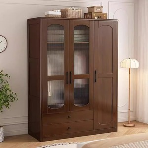 Armario de Madera Maciza, Estilo Japonés Minimalista Moderno, Mueble de Almacenamiento para Dormitorio, Diseño de Puerta Abatible, Ideal para Apartamentos Pequeños - Product Image 3