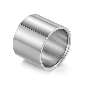 yunnique style, individualistic hip-hop, HIOHIP smooth long titanium steel plate <b>ring</b>, simple <b>plain</b> halo large size - Product Image 1