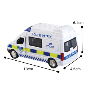 पांडा 1/36 स्केल डायकास्ट एम्बुलेंस और पुलिस कार मॉडल पुल-बैक डोर ओपन लाइट सजावट मिश्र धातु कार खिलौने संग्रह - Product Image 4