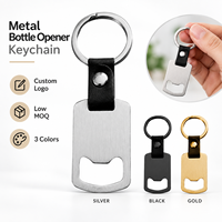 Décapsuleur en métal porte-clés avec logo personnalisé, décapsuleur de bière en acier inoxydable avec sangle en cuir, cadeau de bar, faible MOQ, vente en gros