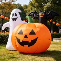 Decoración inflable de calabaza de diseño nuevo para fiestas, calabaza inflable con forma de caricatura para actividades de Halloween