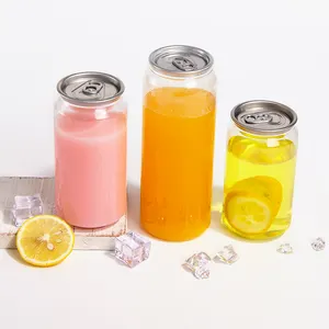 Latas de plástico para bebidas, latas de plástico de 250/350/500 Ml, fácil de abrir, cubierta de Soda de plástico antipolvo