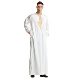 Musulmano arabo Dubai abito da uomo Thobe Thawb medio oriente con colletto rialzato veste Dubai India Islamic Thobe per gli uomini - Product Image 5