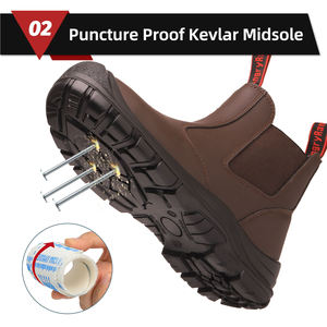 Stivali di Sicurezza JIANKUN Classici in Pelle a Taglio Medio, Antiurto, Facili da Indossare e Togliere - Product Image 6