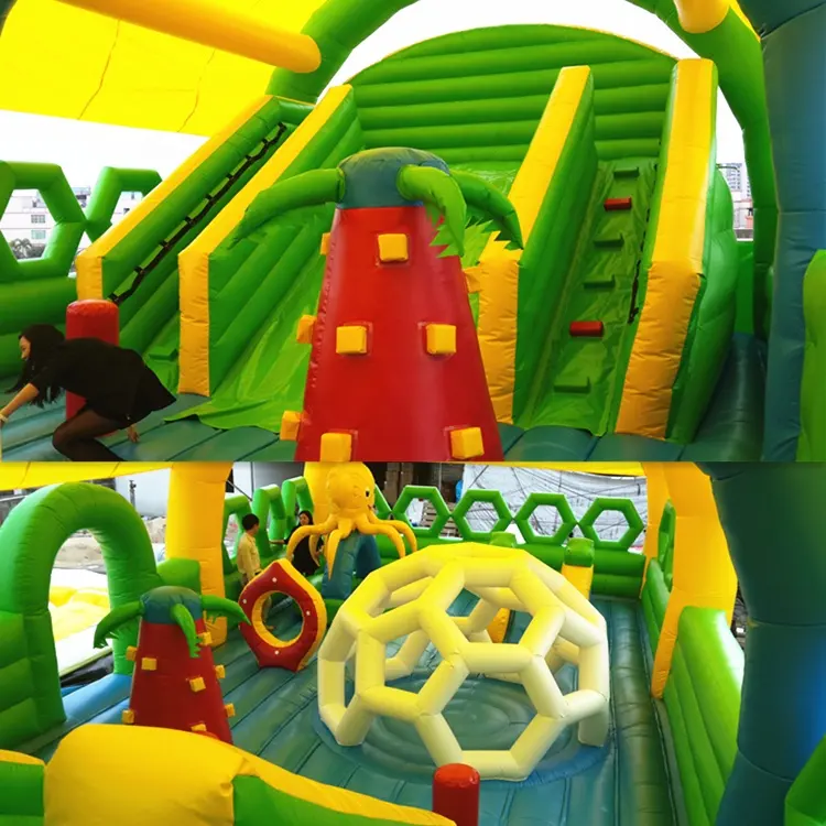 Diseño personalizado niños inflable al aire libre parque infantil con techo para la venta