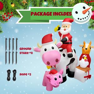 Escena Navideñ<span class=keywords><strong>a</strong></span> Inflable <span class=keywords><strong>de</strong></span> 6 Pies con Santa Claus, Vaca, Cerdo, Pollo y Regalos, con Luces LED para Decoración Interior y Exterior - Product Image 3