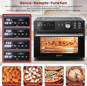 Trong kho oimis Nồi chiên không khí nóng XXL 30L 1800W Mini đối lưu Nồi chiên không khí Lò nướng bánh Pizza điện 21 trong 1 với 7 phụ kiện - Product Image 5