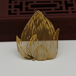 จี้รูปดอกไม้ทองแดงแบบกลวง ชุบทอง สำหรับทำเครื่องประดับผม มงกุฎ DIY วัสดุทำมงกุฎ - Product Image 3