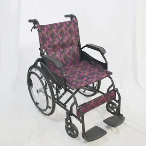 Manual Painted Steel Frame Wheelchair For Elderly Transport Chair Folding Manual Steel Wheelchair