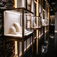 Présentoir à bijoux en aluminium éclairé par LED pour les magasins de détail