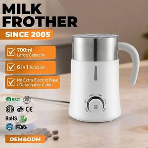 Mousseur à lait <span class=keywords><strong>électrique</strong></span> automatique 6-en-1, 700 ml, à induction magnétique, en acier inoxydable, pour mousse chaude et froide, usage domestique - Product Image 1