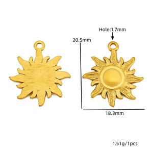 Colgantes de sol de acero inoxidable chapados en oro y plata para la fabricación de collares, accesorios de joyería DIY, venta al por mayor - Product Image 2
