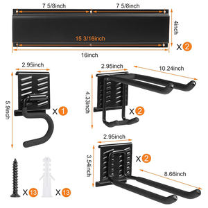 JH-Mech 5 crochets de garage amovibles Outil de jardin <span class=keywords><strong>Pelle</strong></span> et râteau Cintres Yard Wall Mount Steel Garden Tools Organizer - Product Image 4