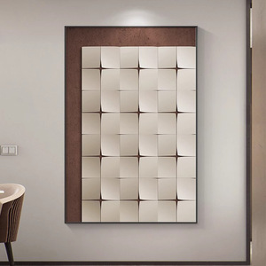 Peinture décorative abstraite minimaliste moderne avec éclairage arrière, cadre rectangulaire en alliage d'aluminium, toile huilée, art mural pour entrée - Product Image 4