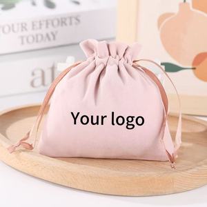 Customized Logo Velvet Bags Drawstring Jewelry Packaging <b>Pouch</b> Gift Jewelry Storage Bag - Product Image 1