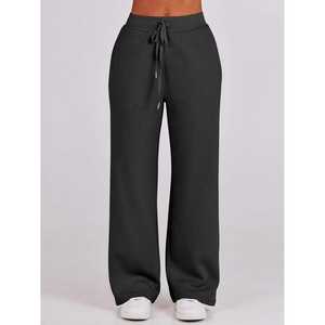 Ensemble de survêtement décontracté pour femme, en tricot uni, ample, avec fermeture éclair, pantalon large à jambes larges, séchage rapide, pour l'aéroport, les vacances, les voyages - Product Image 6