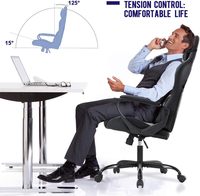 Chaise de jeu AJUNION avec support lombaire, chaise de course pivotante réglable, chaise inclinable en similicuir pour les joueurs sur PC et le bureau
