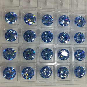 Hot Selling Aqua Blue Moissanite Stone Full Size 6.5mm 8.0mm 9.0mm 10.0mm 1Carat Perfect Cut Round Moissanite For Jewely Making