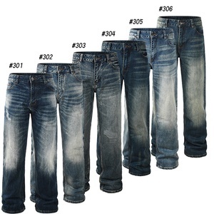 Jeans da Uomo Taglie Forti in Denim Micro-elastico Comodo a Vita Media, Gamba Dritta e Spessa, Stile Casual - Product Image 1