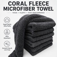 Serviette de séchage professionnelle en microfibre corail, sans ourlet, ultra absorbante, à poils longs, douce, pour le polissage et le cirage automobile