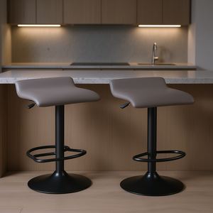Sillas de Bar Giratorias Ajustables Contemporáneas DB Tarah, Estructura Metálica en Gris Pizarra Negro, Diseño Moderno para Cocina y Hogar - Product Image 2