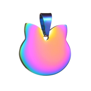 Ciondolo a Forma di Gatto in Acciaio Inossidabile, Charm a Testa di Gatto, Targhetta Promozionale in Metallo per Nome, ID e Indirizzo - Product Image 6