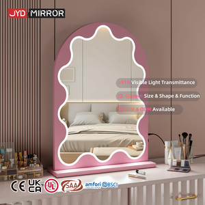 Fabrika kaynağı demir özel şarj edilebilir pembe <span class=keywords><strong>3</strong></span> renk aydınlatma masaüstü tipi C dim Arch Vanity ışıkları ile Led makyaj aynası - Product Image 1