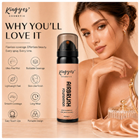 Fond de teint en spray Kingyes Airbrush 60ml, couvrance totale, buildable, fini mat léger, longue tenue, 5 teintes, du clair au foncé
