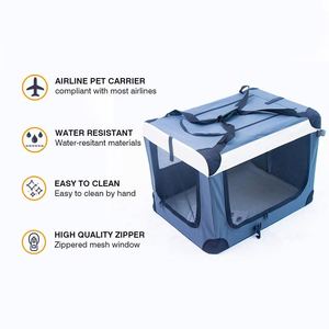 Factory Supply Luxury Modern Soft Foldable Dog <b>Crate</b> Stainless Steel Frame Collapsible Transport Box Easy Storage Portable - Product Image 5