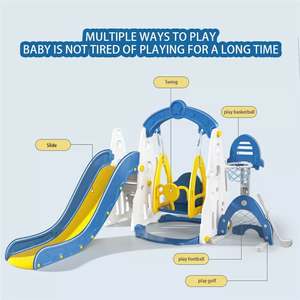 Vente flash Aire de jeux pour enfants 6 en 1 combinée <span class=keywords><strong>avec</strong></span> balançoire et <span class=keywords><strong>piscine</strong></span> à balles de basket-ball Glissade en plastique pour bébé d'intérieur pour enfants - Product Image 6
