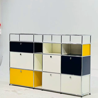 Moderner Modularer Edelstahl-Seitenschrank mit Offenem Regal Freistehender Aufbewahrungsorganizer für Wohnzimmer und Heimbüro Rostfrei