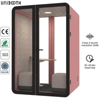 UNIBOOTH Studio Pod Acoustique Portable Préfabriqué 33dB ISO 23351 ASTM-E84 Ignifuge à Montage Rapide pour Espace de Coworking Studio OEM ODM