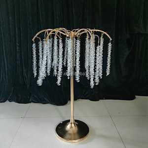 Décoration <span class=keywords><strong>de</strong></span> fête, perles en acrylique cristallines, support doré, <span class=keywords><strong>centre</strong></span> <span class=keywords><strong>de</strong></span> <span class=keywords><strong>table</strong></span> en métal doré pour mariage - Product Image 3