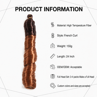 Extensions de cheveux synthétiques bouclés à la française de 150g, fibres haute température, ondulations lâches et spirales rebondissantes, pour tresses au crochet, pour femmes et filles