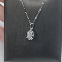 Collar de Lujo al por Mayor de Plata de Ley 925 con Zafiro Blanco de Corte Ovalado y Halo de Diamantes IJ Incrustados, Joyería de Regalo de Aniversario para Mujer