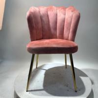 Chaises de salle à manger et de salon, meubles de maison, dossier en velours rose à fleurs, chaise d'appoint avec pieds en chrome doré