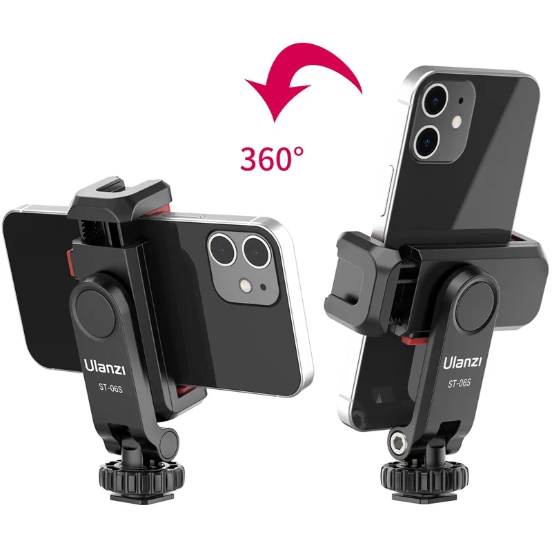 ULANZI ST-06S Plastic mobile Phone Holders, Flexible cell Phone holder clip Tripod Mount Adapter With Cold Shoe Mount