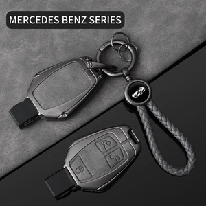 Personnalisé personnalisation voiture marque Logo <span class=keywords><strong>cuir</strong></span> voiture <span class=keywords><strong>porte</strong></span>-clés étui couverture alliage clé coque étui avec <span class=keywords><strong>porte</strong></span>-clés pour Benz - Product Image 6