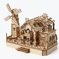Vente en gros de modèles de maisons en bois 3D à construire soi-même, puzzles en bois 3D pour adultes, kit de construction artisanal créatif