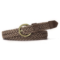 Ceinture fine décontractée pour femme avec boucle ardillon en alliage, cordon tressé ciré, largeur 1,8 cm, longueur 105 cm, pour robes, manteaux et jeans