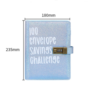 Ready Ship A5 Taille Cuir Couverture Rigide 100 Enveloppe Économies Défi Carnets Cadeaux Mot de Passe Feuilles Mobiles Spirale A6 Taille Cahier - Product Image 3