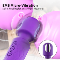 Vibrateur à baguette chauffant et à électrostimulation, 20 fréquences, 8 vitesses, rechargeable, vente en gros, fabricant OEM, marque privée