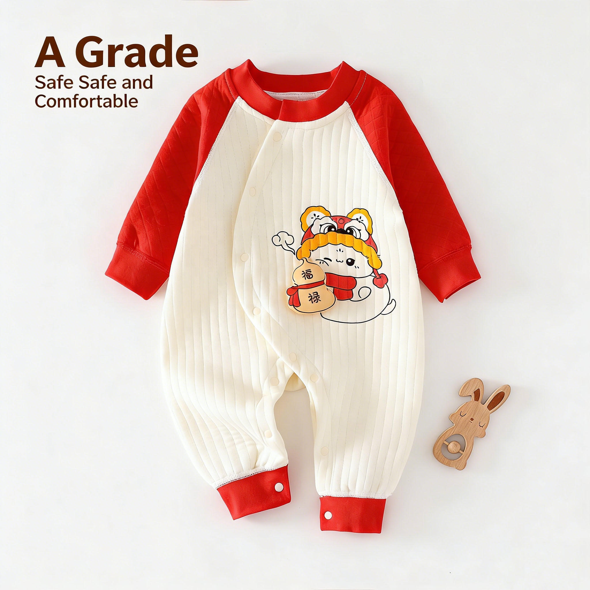 ORANGLES Warm Cartoon Baby Jumpsuit – Autumn Winter Unisex Baby Romper for Newborns & Kids - angled perspective - Image 4 of 4 | excellent for daily use | New York | Free Shipping ORANGLES